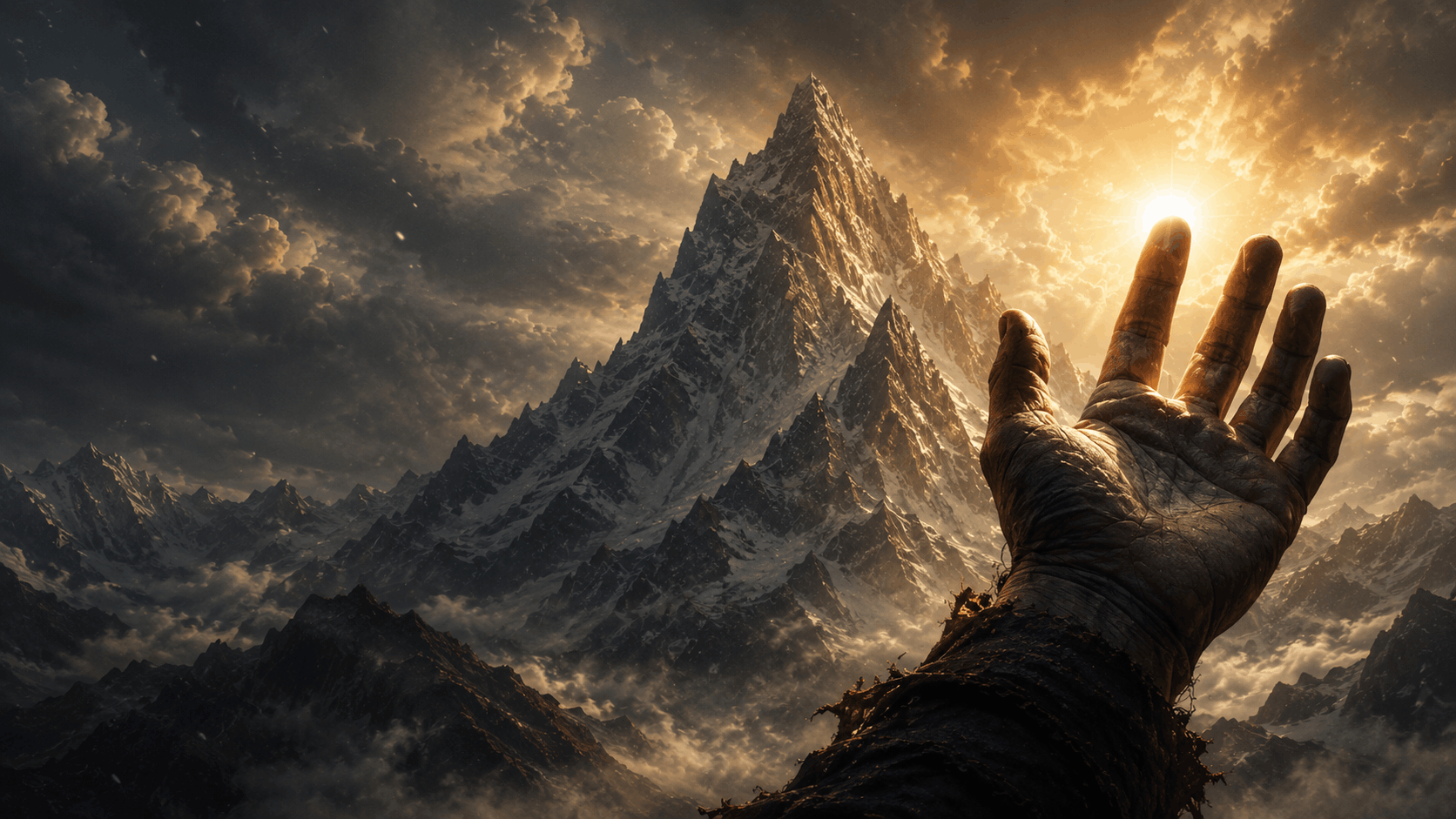 Hand on the peak